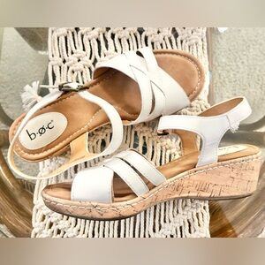 b.o.c. Women's White Wedge Sandals